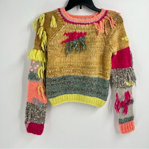 Anthropologie Fringed Colorblock Sweater - Picture 3 of 6